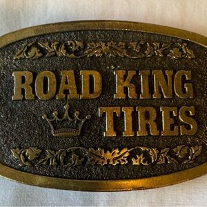 Road King Tires Brass Belt Buckle Vintage Style